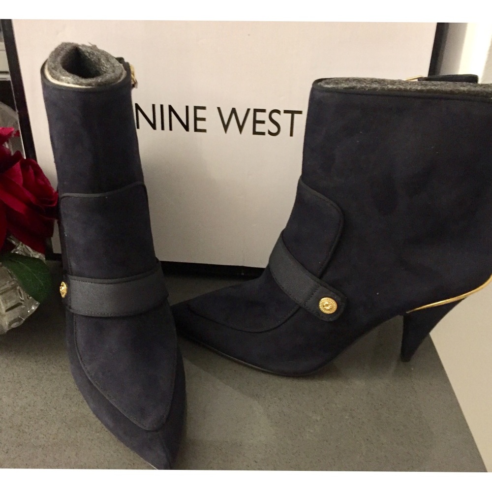Nine West Suede Navy Booties - Picture 4 of 6